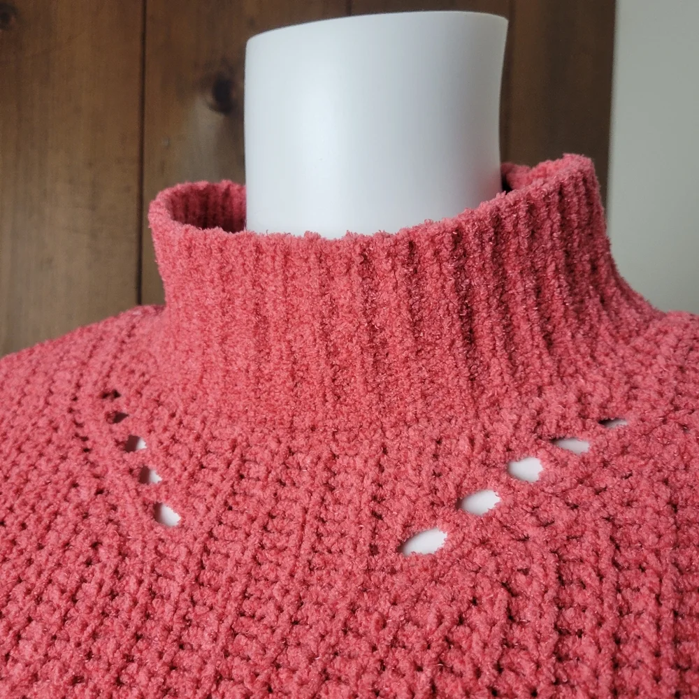 Maurices Chenille Coral Mock Neck Open Weave Sweater - Picture 5 of 12